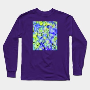 Blue Cape Cod hydrangea pattern Long Sleeve T-Shirt